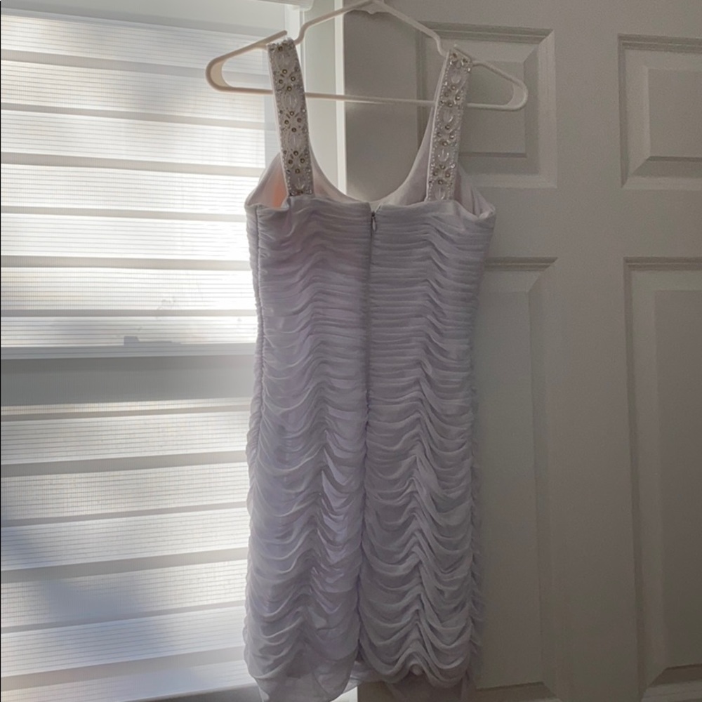 Fitted White Ruffle Dress - Picture 2 of 5